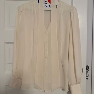 Elie Tahari Cream Blouse with detachable scarf